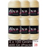 Diva İplik Diva Makrome İpi Kalın (No:4) 28 Krem ( 6 lı Paket )