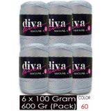 Diva İplik Diva Makrome İpi Kalın (No:4) 60 Gümüş ( 6 lı Paket )