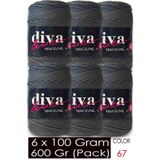 Diva İplik Diva Makrome İpi Kalın (No:4) 67 Füme ( 6 lı Paket )