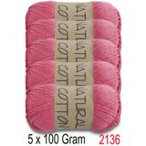 Diva İplik Diva Natural Cotton 2136 Nar Çiçeği (5 li Paket)