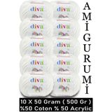 Diva İplik Divagurumi 2101 Beyaz ( 10 lu Paket ) - 500 Gr -Amigurumi İpi