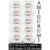 Diva İplik Divagurumi 2102 Optik Beyaz ( 10 lu Paket ) - 500 Gr -Amigurumi İpi