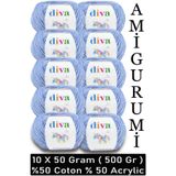Diva İplik Divagurumi 214 Bebe Mavi ( 10 lu Paket ) - 500 Gr -Amigurumi İpi