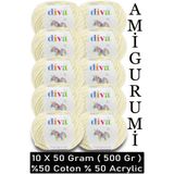 Diva İplik Divagurumi 288 Krem ( 10 lu Paket ) - 500 Gr -Amigurumi İpi