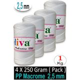 Diva İplik Polip Makrome ( 1 Kilo ) 01 Beyaz ( 4 lü Paket )