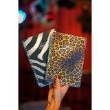 DİVAL A5 Spiralli Karton Kapak 2'li Set Kareli Ders Programlı Not Okul Defteri - Leopar, Zebra
