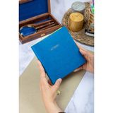 Dival Notebook 16,5X16,5 cm Mavi Yumuşak Deri Kapak Noktalı Tarihsiz Dikişli Not Okul Defteri