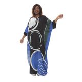 Divatti-etnik desenli bayan kaftan standart büyük beden kimono elbise kadın rahat maksi tunik plaj elbisesi çok renkli uzun abaya (mavi-siyah)