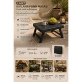 DİVAYS 2 Adet Portatif Katlanır Piknik Kamp Masası 40x50 cm Hafif Dayanıklı Sehpa