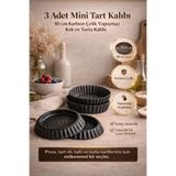 DİVAYS 3’lü Mini Tart Kalıbı 10 cm Karbon Çelik Yapışmaz Kek ve Turta Kalıbı