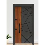 Divedoors Geometrik Desenli Modern Ahşap Çelik Kapı Antrasit gri ile doğal ahşap tonlarının bir kombinasyonuna sahiptir.