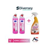 Diversey Clonet ekstra Kireç sökücü 2 adet + Mutfak Yağ Sökücü 1 Adet - 3 lü SET