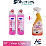 Diversey Clonet Temizlik Paketi ( 1 Adet Mutfak Temizleyici + 2 Adet Banyo ve Kireç Çözücü ) 3'lü Set - 750 ml