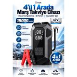 Divex 4’ü 1 Arada 16000 mAh Marş Takviye Cihazı – 12V Araç Uyumlu Hava Kompresörü, LED Fener ve Taşınabilir Şarj Cihazı