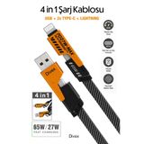 Divex 4'ü 1 Arada Hızlı Şarj Kablosu - 65W Ultra Hızlı Şarj ve Veri Transferi