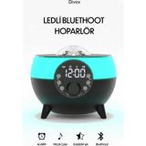 Divex Atmosfer Işıklı Bluetooth Hoparlör, Saatli Alarm, 15W Kablosuz Şarjlı RGB Masa Lambası