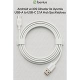 Divex Bevius Android ve Ios Cihazlar Ile Uyumlu Usb-A To Usb-C 2.1A Hızlı Şarj Kablosu - Beyaz
