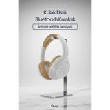Divex Bluetooth Kulak Üstü Kulaklık- Ultra Geniş Diyafram, Kristal Netliğinde Ses & Mikrofonlu - Beyaz - Gold