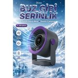 Divex Buz Etkili Masaüstü Vantilatör - Dijital Göstergeli, USB Şarjlı, Güçlü Hava Akışlı Sessiz Fan - Siyah
