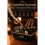 Divex Gramofon Tasarımlı Bluetooth Müzik Çalar ve Hava Nemlendirici, LED Işıklı Buhar Makinesi, Aromaterapi Difüzör