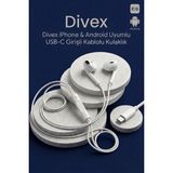 Divex Lphone ve Android Uyumlu Usb-C Girişli Kablolu Kulaklık - Beyaz