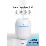 Divex Mini Hava Nemlendirici - Rgb Aydınlatmalı Ultrasonik Buhar Makinesi ve Aromaterapi Difüzörü - Beyaz