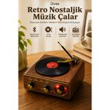 Divex Retro Nostaljik Ahşap Bluetooth Pikap Plak Çalar Görünümlü FM Radyo ve Hoparlör