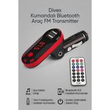 Divex Sarjlı Aux Mp3 Medya Girişli Araç İçi Kumandalı Bluetooth Çakmaklık Ve FM Radyolu Transmitter - Kırmızı