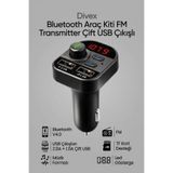 Divex Sarjlı Ve Bluetoothlu Araç Çakmaklık & FM Radyo & Mp3 Müzik Çalar Ve Arama Özellikli Transmitter Çift USB Çıkışlı