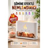 Divex Şömine Efektli Alevli Hava Nemlendirici - Doğal Tuz Taşlı Buhar Makinesi ve Aroma Difüzör - Beyaz