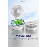 Divex Taşınabilir Masaüstü Vantilatör-Şarjlı 3 Kademeli Güçlü Rüzgar Özelliği ile Sessiz Çalışan Mini Fan - Beyaz