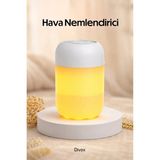 Divex Ultrasonik Hava Nemlendirici - Sessiz Buhar Makinesi, Aroma Difüzörü ve Sıcak LED Gece Lambası - Beyaz