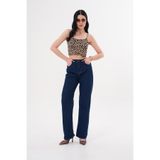 DİVİN trend style mağaza- KADIN BOL PAÇA KOT PANTOLON YÜKSEK BEL