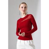 DİVİSTA Kadın Tül Detaylı Uzun Kollu Şık Bluz Esnek Fit Body