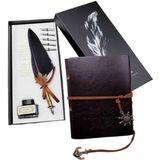 Divit Hokka Hat Sanatı Seti - Eskitme Sayfa ve Deri Kapaklı Defter, Kaligrafi & Osmanlı Tarzı Yazı Takımı, Özel Hediye Konsept Premium Seri - Co Siyah