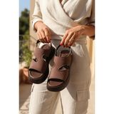 Divolya Zango Kahverengi Süet Platform ( 6 cm Topuklu ) Yuvarlak Burun Günlük Sandalet
