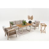 Divona Home Arte Alüminyum Bahçe Oturma Grubu (3+1+1+M) - Krem Rengi