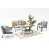 Divona Home Artemis Rattan Bahçe Balkon Oturma Grubu (2+1+1+M) - Gri