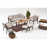 Divona Home Atlantik Bahçe Oturma Grubu (3+1+1+masa) Cappucino