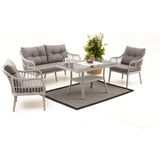 Divona Home Çeşme Modern Rattan Bahçe Balkon Oturma Grubu (2+1+1+M) - Antrasit