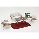 Divona Home Comfort İp Örgü Bahçe Balkon Oturma Grubu (2+1+1+m) Naturel