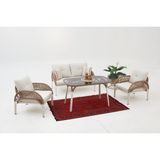 Divona Home Comfort Ip Örgü Bahçe Oturma Grubu (2+1+1+M) - Krem