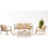 Divona Home Havana Alüminyum Bahçe Balkon Oturma Grubu (3+1+1+2 Puf+Masa) - Bej