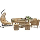 Divona Home Linda Bahçe Balkon Oturma Grubu (3 1 1 Masa 2 Puf) +Salıncak - Cappuccino