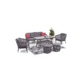 Divona Home Linda Rattan Bahçe Balkon Oturma Grubu (3 +1+1+Masa+2 Puf) Gri