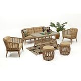 Divona Home Linda Rattan Bahçe Oturma Grubu 3 1 1 ve Sehpa Cappucino