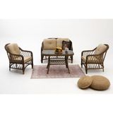 Divona Home Lores Rattan Bahçe Balkon Oturma Grubu (2+1+1+Masa ) - Kahverengi - Cappucino