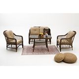 Divona Home Lores Rattan Bahçe Balkon Oturma Grubu (2+1+1+masa ) Kahverengi
