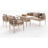 Divona Home Lyon Midi Bahçe Oturma Grubu (3+1+1+M) - Krem