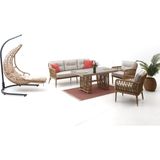 Divona Home Maldiv Bahçe Oturma Grubu (3+1+1+M) ve Bahçe Salıncağı - Dikdörtgen